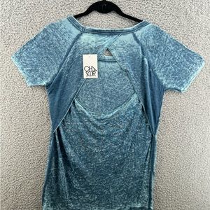 Chaser Open Back Short Sleeve Vintage Jersey Tee Shirt Blues Size Medium NWT